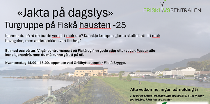 Bilde/illustrasjon for Turgruppe på Fiskå - Jakta på dagslys :) Turgruppe på Fiskå - Jakta på dagslys :)